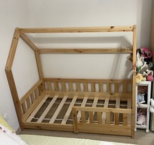 Lettino montessori letto bambini casetta 70x140cm legno di pino naturale