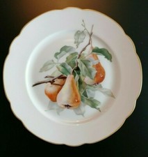 Piatto stile liberty KPM Berlino inglese liscio con frutta dipinto morbido 1900 circa (n.2)