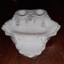 Antico Calamaio In Porcellana Ceramica  cm. 14x15x5 