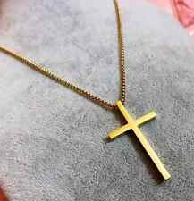 Collana uomo donna in Acciaio dorato oro catenina Croce Latina Rosario