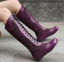 Stivali donna stringati al