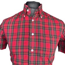 BRUTUS TRIMFIT Camicia Uomo MEDIA (38") Manica Corta Rosso Check