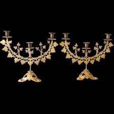 Coppia Candelabri Neogotici in