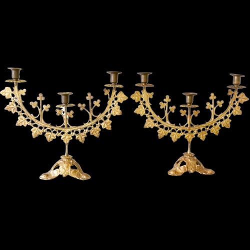 Coppia candelabri neogotici - neogotici, in