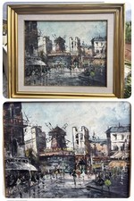 quadro dipinto a olio su tela Parigi Moulin Rouge Firmato Meriav  Ruyse