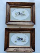 Coppia di quadri piccoli con anatre di fiume, cornice in legno [2]