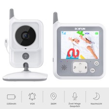 Babyphone LCD TFT 3,2 Pollici, Batteria 1150 mAh con Funzione VOX 15 Piedi Visione Notturna