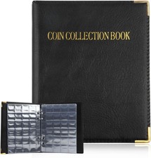 Album da Collezione Raccoglitore Di Monete 480 Tasche da 3,5x3cm Libro Nero