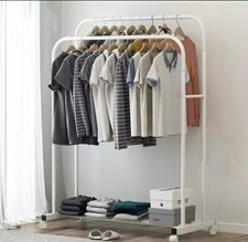 Appendiabiti Stand Attaccapanni Stendino Barra Doppia Bianco 96 X 143 X 42 Ruote