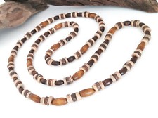 Collana etniche Uomo 100 cm in perline di Cocco e Legno naturale a colori neutri