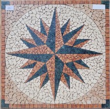 Rosoni 66x66 cm rosone mosaico in marmo, WINDROSE rosa dei venti in palladiana