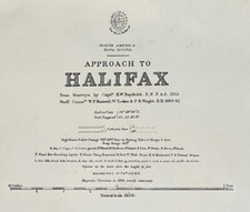 1853 Halifax Nuova Scozia antica mappa costiera mare Canada atlantico (1854)