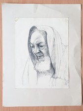 Padre Pio schizzo a matita su carta 20x30