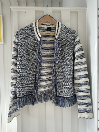 Cardigan pinko jacquard frange - cardigan,