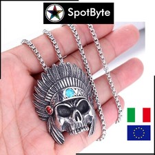 Collana uomo skull head - collana,