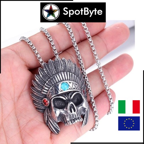 Collana uomo skull head - collana,