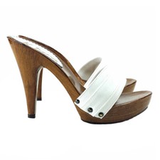 Zoccoli con plateau & fascia BIANCA - Made in Italy - Tacco 11 - K21101 BIANCO