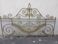 TESTATA LETTO FERRO A RICCIOLI VERDE CON DECORI - MATRIMONIALE - EMILIA 1920