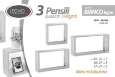 Set 3 Mensole Cubo da Parete