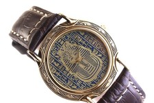 Orologio da polso al quarzo del faraone egiziano - Quadrante oro stile vintag...