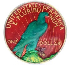 1 Dollaro 1923 Peace Liberty Dollar RARA VERSIONE COLORATA 