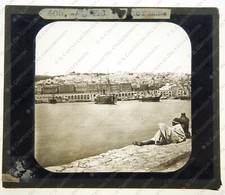 ALGERIA porto algerino con nave 1890c lanterna magica slide foto