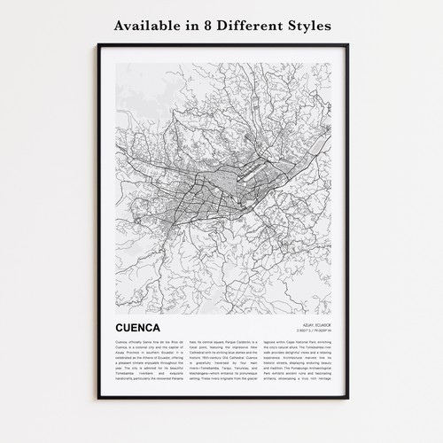 Stampa mappa città cuenca - città, di