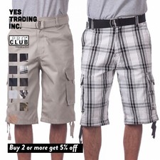 PROCLUB PANTALONCINI CARGO DA UOMO IN TWILL PESANTE PRO CLUB 6 TASCHE PANTALONCINI (S-5XL)