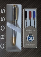 Cross Dubai Medalist Chrome with Gold Ballpoint Pen with 3 Extra refills