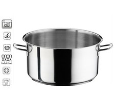 CASSERUOLA IN ACCIAIO INOX DOPPIO FONDO PENTOLA BASSA 14 16 18 20 22 24 26 28 30