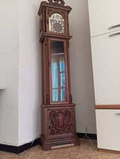 Orologio a Pendolo a Colonna In Legno  intarsiato anni 80