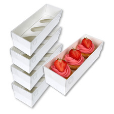 Sweet Artist Scatole per Cupcake 3 Fori Extra Alte con Coperchio Espositore Trasparente (Confezione da 5)