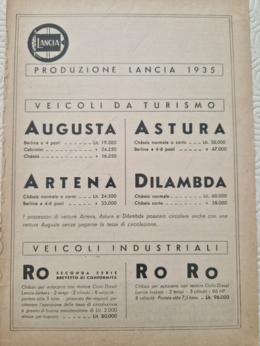 Pubblicita epoca lancia 1935 - epoca,