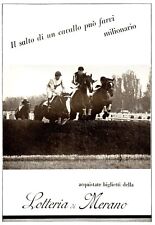 PUBBLICITA' 1941 LOTTERIA DI MERANO CAVALLO SALTO SIEPI OSTACOLI FANTINI 