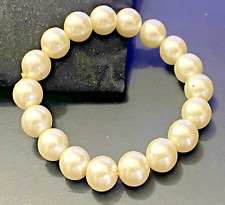 Bracciale di perle da donna elastico braccialetto con perla bianca 10 mm
