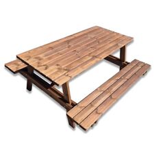 Tavolo in legno con panche integrate picnic 180x165x78h cm - in pino impregnato