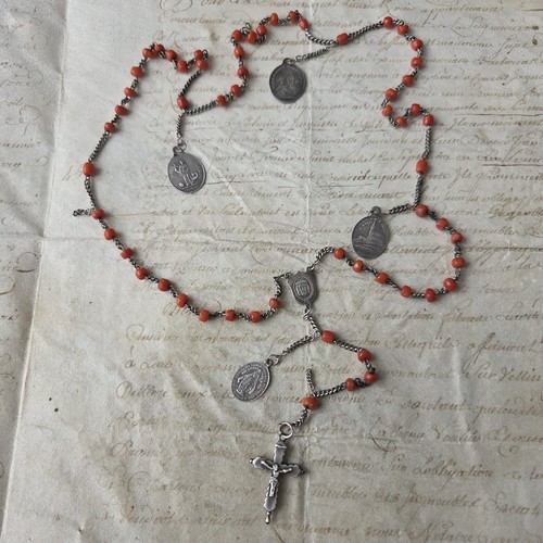 Rosario antico corallo argento
