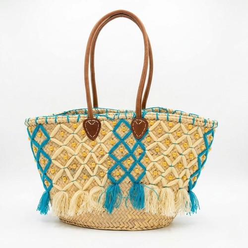 Borsa cestino perline turchese