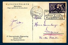 1927-Zurigo meeting aereo su cart. con foto del Matterhorn (aereo in volo) - MR