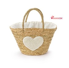 BORSA Paglia palma cuore perle
