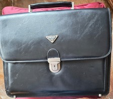 Borsa da lavoro PRADA valigetta in pelle nera con tracolla Vintage