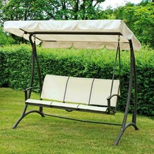 DONDOLO 3 POSTI IN FERRO DA GIARDINO SEDUTA TEXTILE COPERTURA POLIESTERE 
