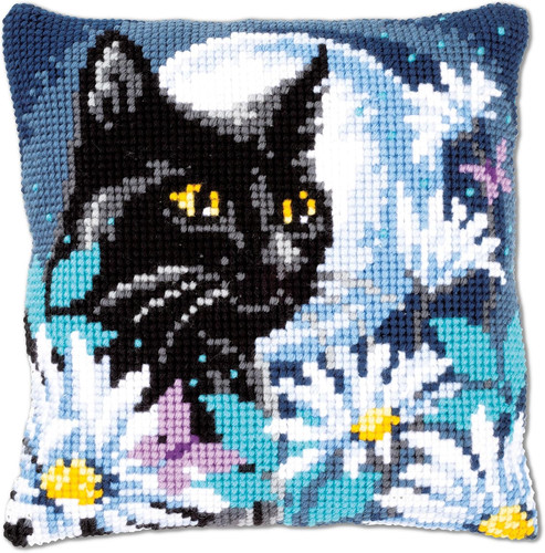 Kit cuscino punto croce gatto - cuscino,