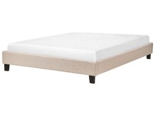 Letto imbottito tessuto beige