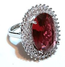 MAGNIFICO ANELLO '20 cm.2,7x2ca RUBINO-BIRMANO, BRILLANTI, LEGA ARGENTO-PLATINO!