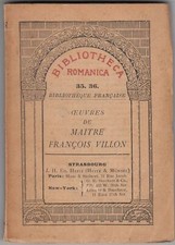BIBLIOTHECA ROMANICA 35 - 36 OEUVRES DE MAITRE FRANCOIS VILLON ed. Heits