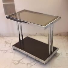 Carrello bar carrello portapacchi vetro e cromo italiano anni 70 stile Willy Rizzo epoca
