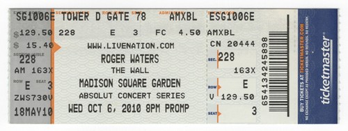 Biglietto roger waters 10 - waters, 10/6/10