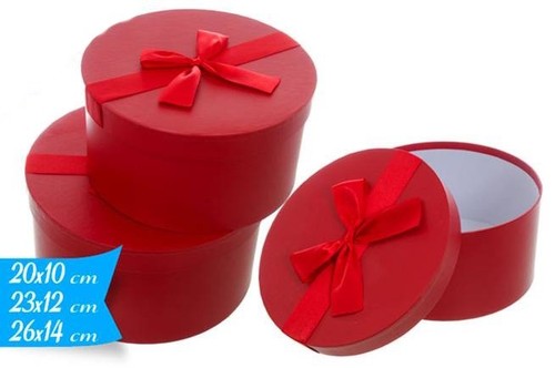 Set scatole tonde rosse - tonde, con