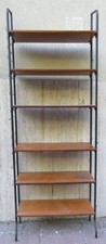 SCAFFALE LIBRERIA stile SVEDESE con 6 mensole legno ferro nero vintage 220x80x28